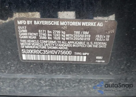 2017 BMW X5 xDrive35I from USA, damaged, VIN 5UXKR0C35H0V75600